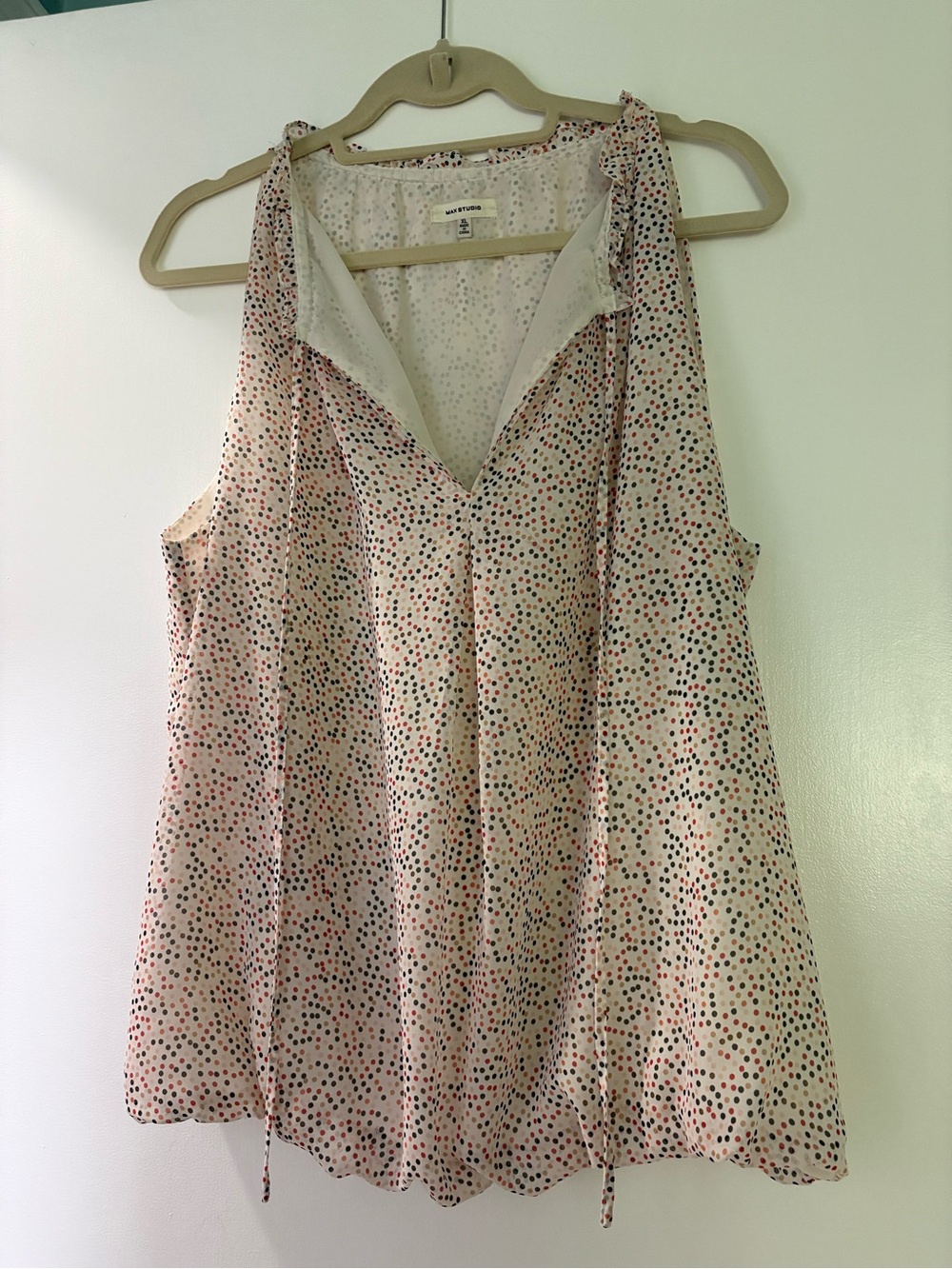 Max Studio Pink Polka Dot V-Neck Camisole